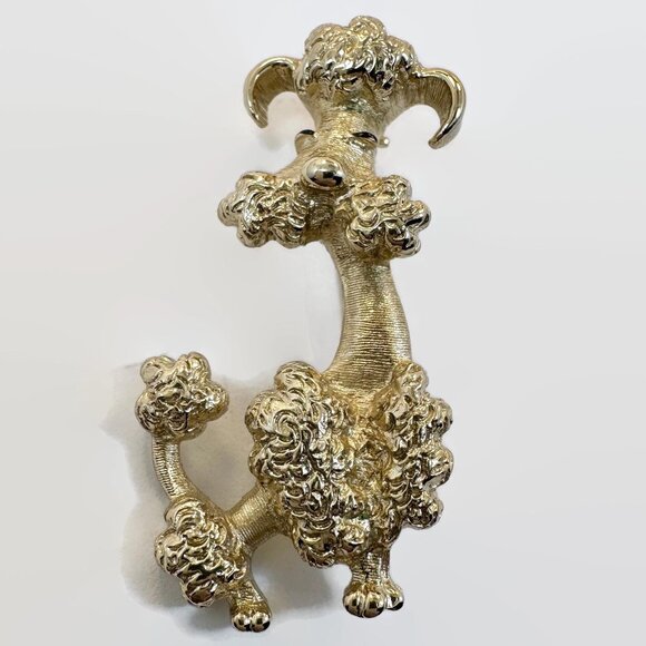 Avon Jewelry - Poodle Brooch, Avon, Gold, Vintage, Figural, Dog, Signed